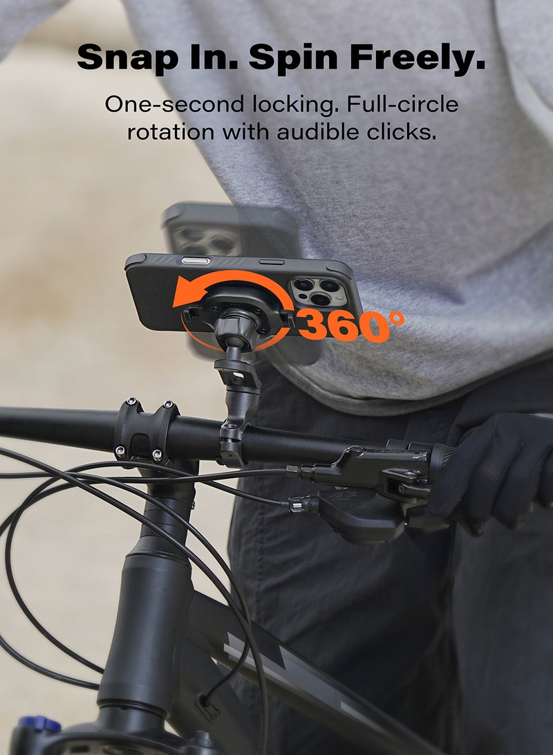 A2C One-Lock Ultra-Safe Bike Phone Mount Kit with MagSafe Case for iPhone 15 Pro – 1s Lock & Release, 360° Rotatable Aluminum Handlebar Holder, Never-Drop Design for MTB, Road & Trail Cycling - Image 2